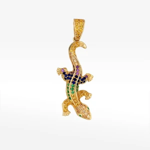 Zawieszka ze złota jaszczurka z kolorowymi cyrkoniami Filipowicz