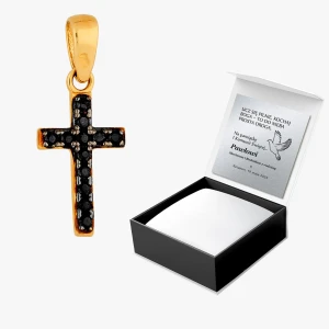 Zawieszka ze złota krzyżyk z czarnymi i białymi cyrkoniami Filipowicz