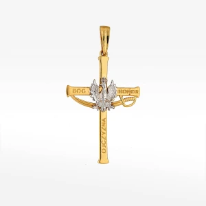 Zawieszka ze złota krzyżyk z orłem Filipowicz