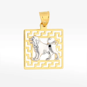 Zawieszka ze złota lew z wzorem greckim Filipowicz