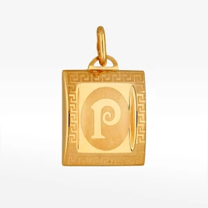 Zawieszka ze złota litera P z wzorem greckim Filipowicz