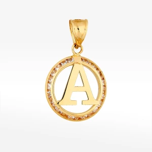 Zawieszka ze zlota literka A z białymi cyrkoniami Filipowicz