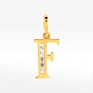 Zawieszka ze złota literka F z cyrkoniami Filipowicz