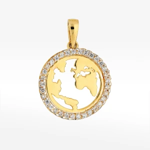 Zawieszka ze złota mapa świata z białymi cyrkoniami Filipowicz