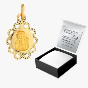 Zawieszka ze złota medalik z matką boską Filipowicz