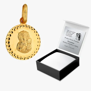 Zawieszka ze złota medalik z matką boską Filipowicz