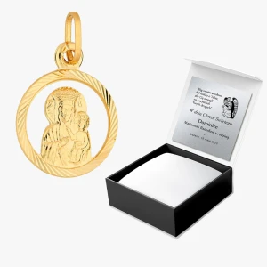 Zawieszka ze złota medalik z matką boską Filipowicz
