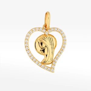 Zawieszka ze złota medalik z matką boską z białymi cyrkoniami Filipowicz