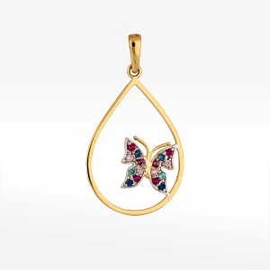 Zawieszka ze złota motyl z kolorowymi cyrkoniami Filipowicz