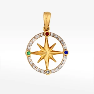 Zawieszka ze złota róża wiatrów z cyrkoniami Filipowicz