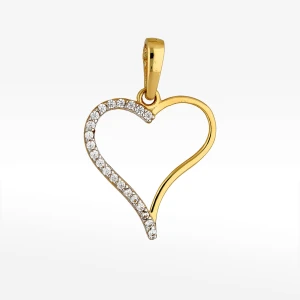 Zawieszka ze złota serce z białymi cyrkoniami Filipowicz