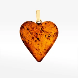 Zawieszka ze złota serce z bursztynu Filipowicz