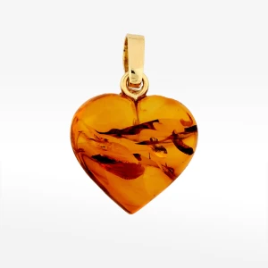 Zawieszka ze złota serce z bursztynu Filipowicz
