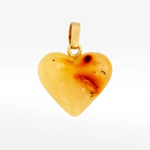 Zawieszka ze złota serce z bursztynu Filipowicz