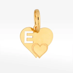 Zawieszka ze złota serce z literą E Filipowicz