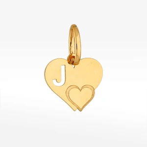 Zawieszka ze złota serce z literą  J Filipowicz