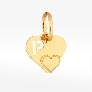 Zawieszka ze złota serce z literą P Filipowicz