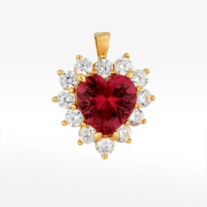 Zawieszka ze złota serce z różową i białymi cyrkoniami Filipowicz