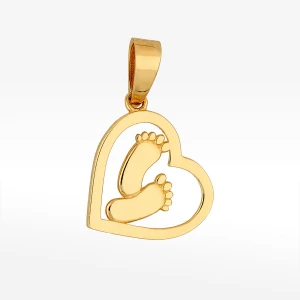 Zawieszka ze złota serce ze stópkami dziecięcymi Filipowicz