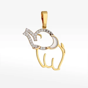Zawieszka ze złota słonik z białymi cyrkoniami Filipowicz