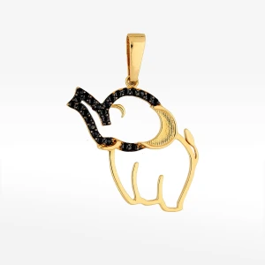 Zawieszka ze złota słonik z czarnymi cyrkoniami Filipowicz