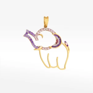 Zawieszka ze złota słonik z kolorowymi cyrkoniami Filipowicz