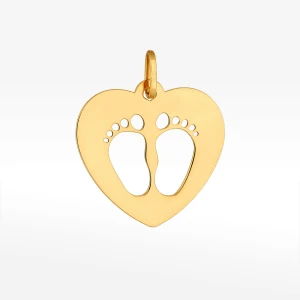 Zawieszka ze złota stópki dziecięce w sercu Filipowicz
