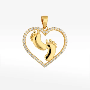 Zawieszka ze złota stópki dziecięce z białymi cyrkoniami Filipowicz