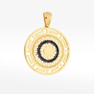 Zawieszka ze złota z czarnymi cyrkoniami i wzorem greckim Filipowicz