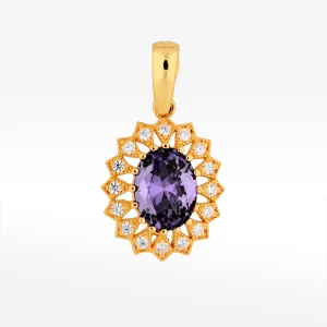 Zawieszka ze złota z fioletową i białymi cyrkoniami Filipowicz