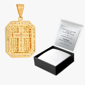 Zawieszka ze złota z krzyżykiem i białymi cyrkoniami Filipowicz