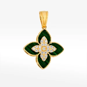 Zawieszka ze złota z malachitem i białymi cyrkoniami Filipowicz