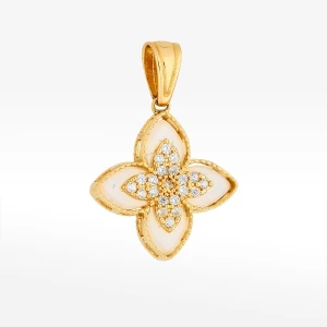 Zawieszka ze złota z masą perłową i białymi cyrkoniami Filipowicz