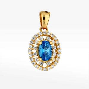 Zawieszka ze złota z niebieską i białymi cyrkoniami Filipowicz