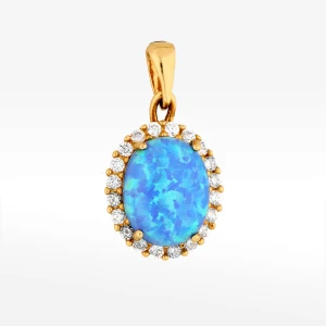 Zawieszka ze złota z opalem i białymi cyrkoniami Filipowicz