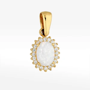 Zawieszka ze złota z opalem i białymi cyrkoniami Filipowicz