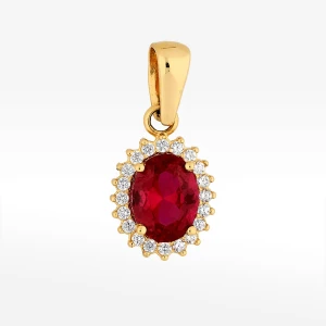 Zawieszka ze złota z różową i białymi cyrkoniami Filipowicz