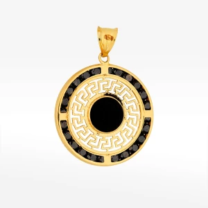 Zawieszka ze złota z wzorem greckim i czarnymi cyrkoniami Filipowicz