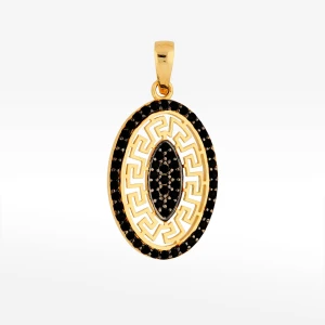 Zawieszka ze złota z wzorem greckim i czarnymi cyrkoniami Filipowicz