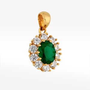 Zawieszka ze złota z zieloną i białymi cyrkoniami Filipowicz