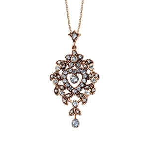 Zawieszka złota z topazami i perłami - Kolekcja Wiktoriańska Wiktoriańska - Biżuteria YES