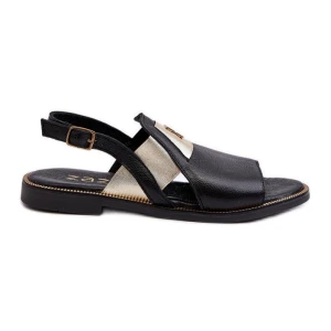Zazoo 40385 Damskie Skórzane Sandały Czarne