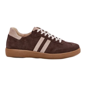 Zazoo N1068 Zamszowe Niskie Sneakersy Damskie Czekoladowe brązowe