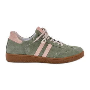 Zazoo N1068 Zamszowe Niskie Sneakersy Damskie Zielone