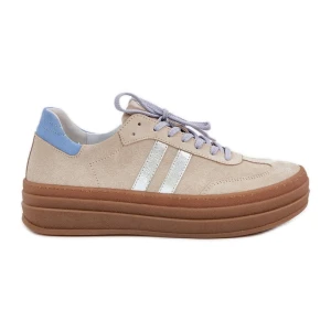Zazoo N1068S4 Damskie Zamszowe Sneakersy Na Platformie Beżowe beżowy