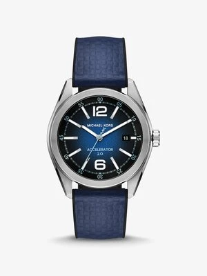 Zegarek Accelerator 2.0 z dużą kopertą w srebrnym kolorze na silikonowym pasku Michael Kors
