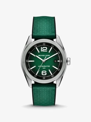 Zegarek Accelerator 2.0 z dużą kopertą w srebrnym kolorze na silikonowym pasku Michael Kors
