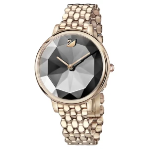 Zegarek Crystal Lake, Swiss Made, Metalowa bransoleta, Szary, Powłoka w odcieniu szampańskiego złota Swarovski