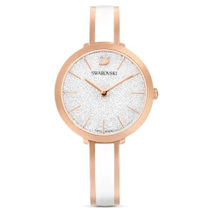 Zegarek Crystalline Delight, Swiss Made, Metalowa bransoleta, Biały, Powłoka w odcieniu różowego złota Swarovski