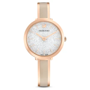 Zegarek Crystalline Delight, Swiss Made, Metalowa bransoleta, Szary, Powłoka w odcieniu różowego złota Swarovski